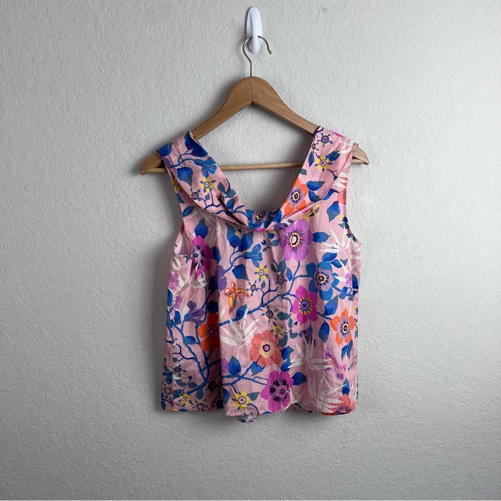 J. CREW Floral Scoop Neck Tank Top Liberty Art Pavilion XS
